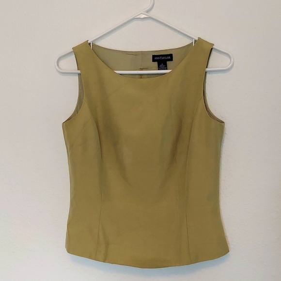 Ann Taylor Tops - Ann Taylor 100% Silk Green Sleeveless Tank Top Size 4